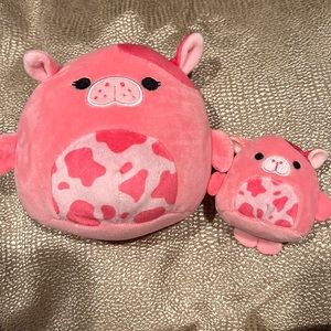Pink Seacow squishmallow and micromallow